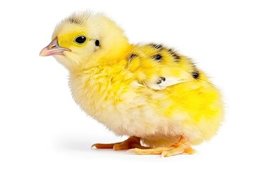 Obraz premium cute yellow chick perched on a clean white surface. Generative AI