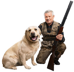 Senior Hunter with Labrador Isolated