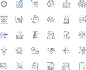 Brand development line icons collection. Identity, Strategy, Positioning, Differentiation, Logo, Messaging, Design vector and linear illustration. Perception,Reputation,Image outline signs set