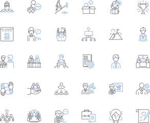 Job advancement line icons collection. Promotion, Career, Growth, Progression, Advancement, Development, Opportunity vector and linear illustration. Advancement,Succession,Upward outline signs set