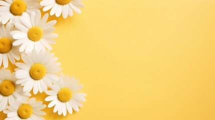 Background With Top View Daisies Flower Decor, Generative AI