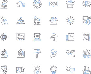 Interest line icons collection. Hobbies, Passions, Activities, Enthusiasm, Curiosity, Fascination, Obsession vector and linear illustration. Pleasure,Entertainment,Leisure outline signs set