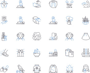 Tasty cuisine line icons collection. Delicious, Flavorful, Appetizing, Yummy, Savory, Delectable, Scrumptious vector and linear illustration. Mouthwatering,Palatable,Succulent outline signs set