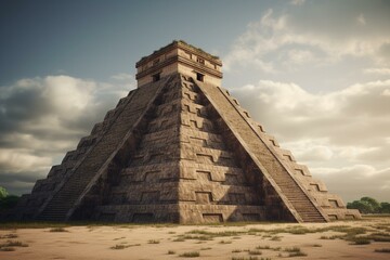 Fototapeta na wymiar Maya pyramid - 3D render. Generative AI