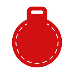 Price Tag With Red Color, Circle Shape And White Line In Flat Style For Sell Product