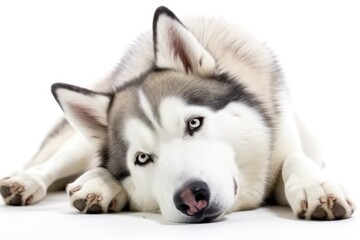 Obraz premium peaceful dog resting on the ground. Generative AI