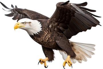 majestic bald eagle soaring with its wings fully extended. Generative AI