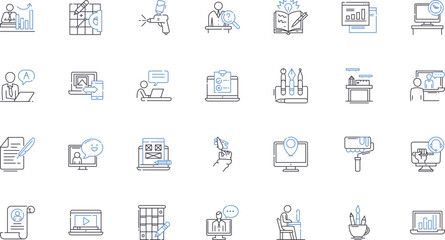 Gathering line icons collection. Assembly, Convergence, Collection, Cluster, Congregation, Corral, Flock vector and linear illustration. Gathering,Group,Horde outline signs set