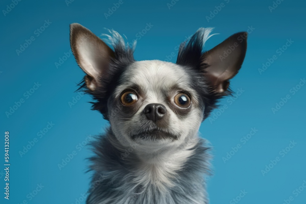 Poster small dog with a surprised expression on its face. generative ai