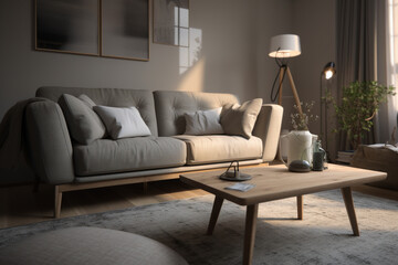 living room with sofa,  Generative AI