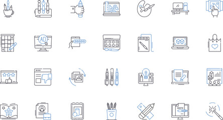 User experience line icons collection. Intuitive, Seamless, Optimal, Engaging, Responsive, Humanized, Satisfying vector and linear illustration. Accessible,Efficient,Enticing outline signs set