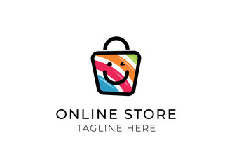 Online shop vector logo for business.