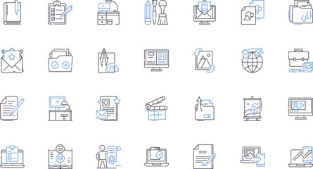 Grouping line icons collection. Categorization, Segregation, Clustering, Bundling, Sorting, Organizing, Aggregation vector and linear illustration. Grouping,Division,Formation outline signs set