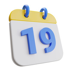3d render calendar 19th.