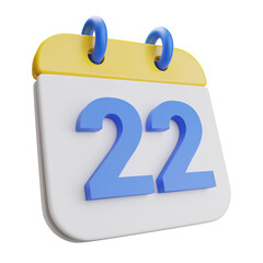 3d render calendar 22nd.
