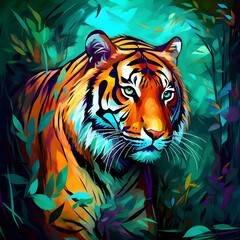 Fototapeta na wymiar Roar into Your Home with a Striking Tiger Painting