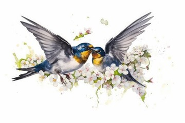 Obraz premium two birds in flight. Generative AI