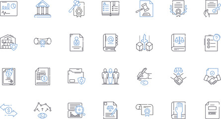 Technical supervision line icons collection. Expertise, Oversight, Direction, Guidance, Management, Monitoring, Inspection vector and linear illustration. Control,Leadership,Coordination outline signs