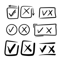 Tick and cross  signs. Checkmark OK and X icons.