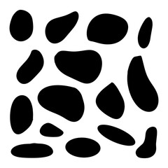 Fototapeta premium Random organic blobs, Random blots, ink blots, Spot shapes. Splash, spot chart. A drop of liquid, liquid. Pebbles, stone silhouettes.