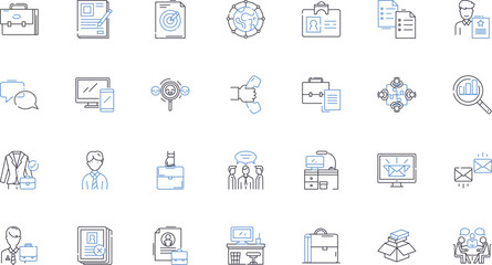 Finance specialist line icons collection. Investment, Budgeting, Accountant, Analysis, Reporting, Forecasting, Consulting vector and linear illustration. Mortgage,Taxation,Risk outline signs set