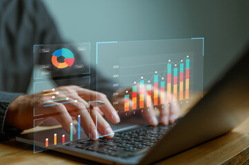 Analyst working in Business Analytics and Data Management System to make report with KPI and...