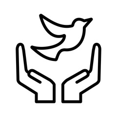 Freedom outline icon for bird, shapes and symbols, 
feminist, female symbol, feminism, dove, female, 
hands logo