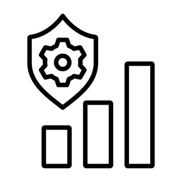 Mitigation outline icon for business and finance, bar chart, recovery, legal, risk, protection, reduction, management, business, risk management logo