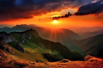 sunset in the mountains