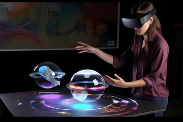 Woman wearing VR headset