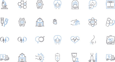 Holistic healthcare line icons collection. Wellness, Holism, Mindfulness, Balance, Harmony, Heal, Integrative vector and linear illustration. Self-care,Therapeutic,Nutrient-dense outline signs set