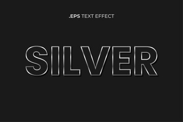 silver text effect editable vector
