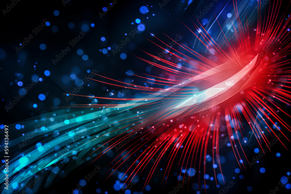 Aufkleber fiber optics background with lots of light rays and bokeh. generative ai