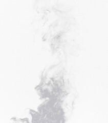 Grey smoke, transparent background and studio with steam and fog in the air. Smoking, smog swirl...