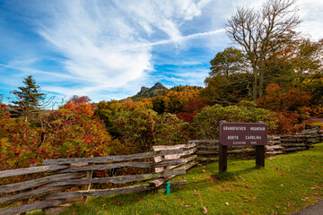 Grandfather Mountain State park in fall season. Grandfather Mountain is a mountain near Linville, North Carolina. At 5,946 feet, it is the highest peak on the eastern of the Blue Ridge Mountains. © Chansak Joe A.