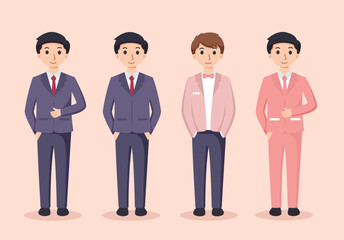 set of man in suit. businessman vector illustration	
