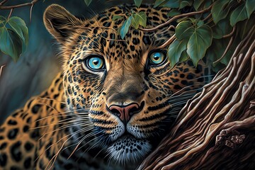 Fototapeta na wymiar Jaguar is a species of predatory mammals of the cat family, panther genus. AI generated