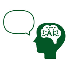 AI head with speech bubble