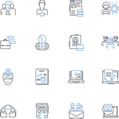 Online publishing line icons collection. Digital, Content, Website, Blog, Article, Publishing, E-book vector and linear illustration. Platform,Online,Blogging outline signs set
