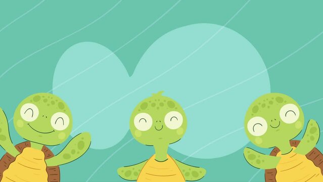 three turtles animals characters animation