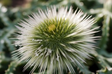 Beautiful Green and White Flower in Close Up. Generative AI