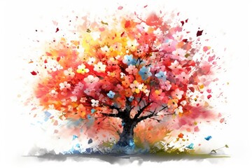 Obraz na płótnie Canvas vibrant, multicolored tree with abundant foliage. Generative AI