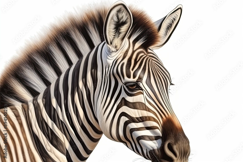Poster close-up view of a zebra in its natural habitat. generative ai