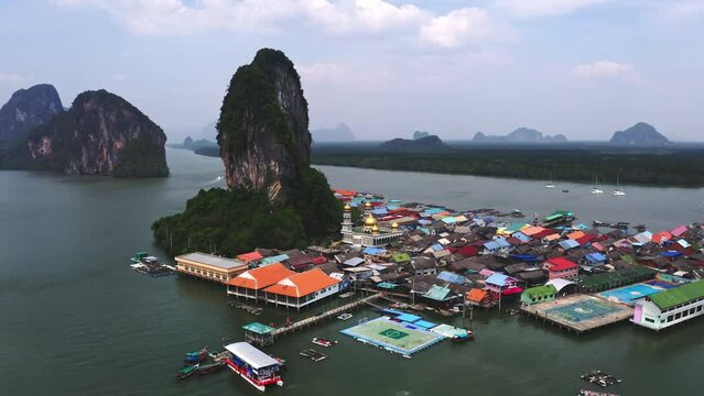 Floating fishing village island of Ko Panyi in Phang Nga bay, Thailand.