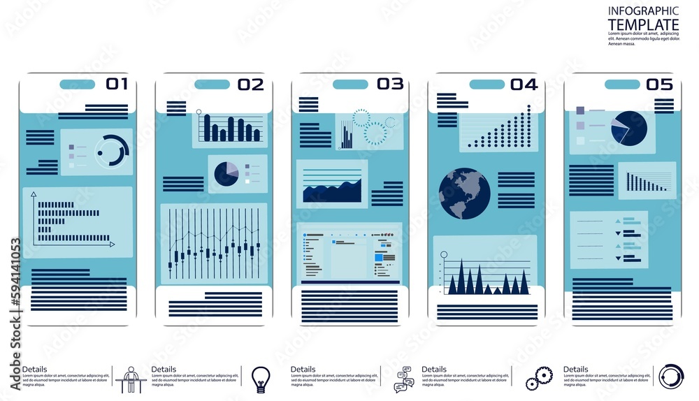 Wall mural online stock trading. app screen smartphone design template application interface with flat illustra