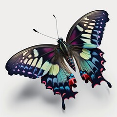 A Delicate Touch, A Beautiful Swallowtail Butterfly, Isolated on White Background - Generative AI