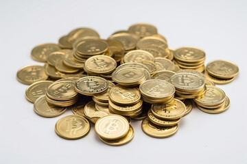 bitcoins isolated on white