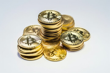 bitcoins isolated on white