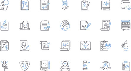 Authorities line icons collection. Control, Governance, Jurisdiction, Leadership, Power, Administration, Management vector and linear illustration. Regulation,Supervision,Command outline signs set