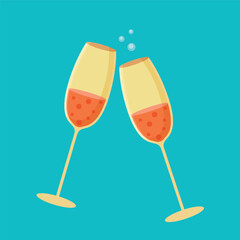 champagne glasses. Cheers Celebration vector illustration
